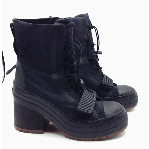 Converse Chuck 70 De Luxe Boots Wn 7.5 Black Platform Combat High Top Goth Shoes - Picture 3 of 15